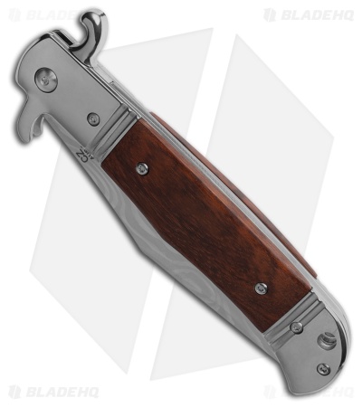 9" CZ Bolster Release Automatic Knife Snakewood (4" Damascus Print)