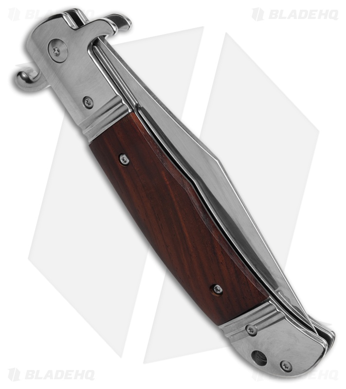 9" CZ Bolster Release Automatic Knife Rosewood (4" Satin)