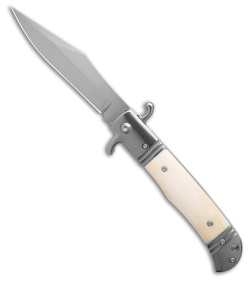 9" CZ Bolster Release Automatic Knife White Bone (4" Satin)
