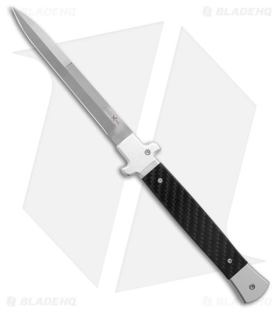 AKC X-Treme Shadow Bolster Release Auto Knife  Black Carbon Fiber (5" SW)