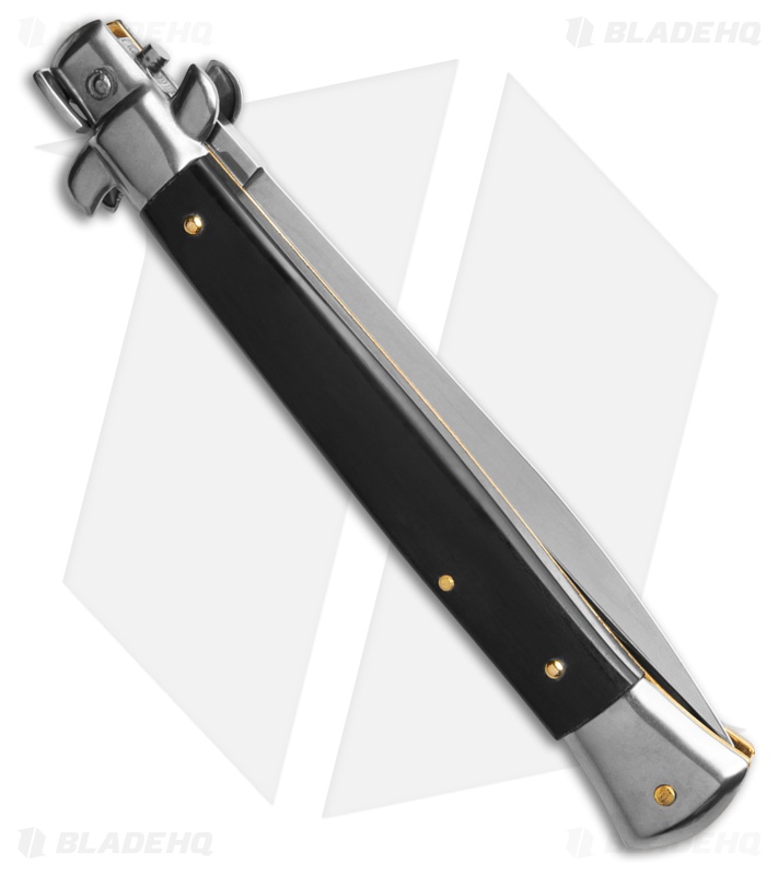 Frank B 11" Italian Stiletto Automatic Knife Dark Horn (5" Satin Dagger) 