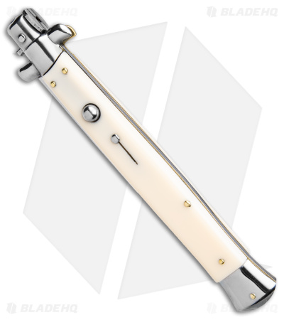 Frank B 13" Italian Stiletto Automatic Knife Sim Ivory (6" Satin Bayo) 