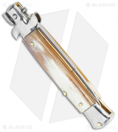 Frank B. 7.5" Italian Stiletto Automatic Knife Honey Horn (3.5" Polish Bayonet)