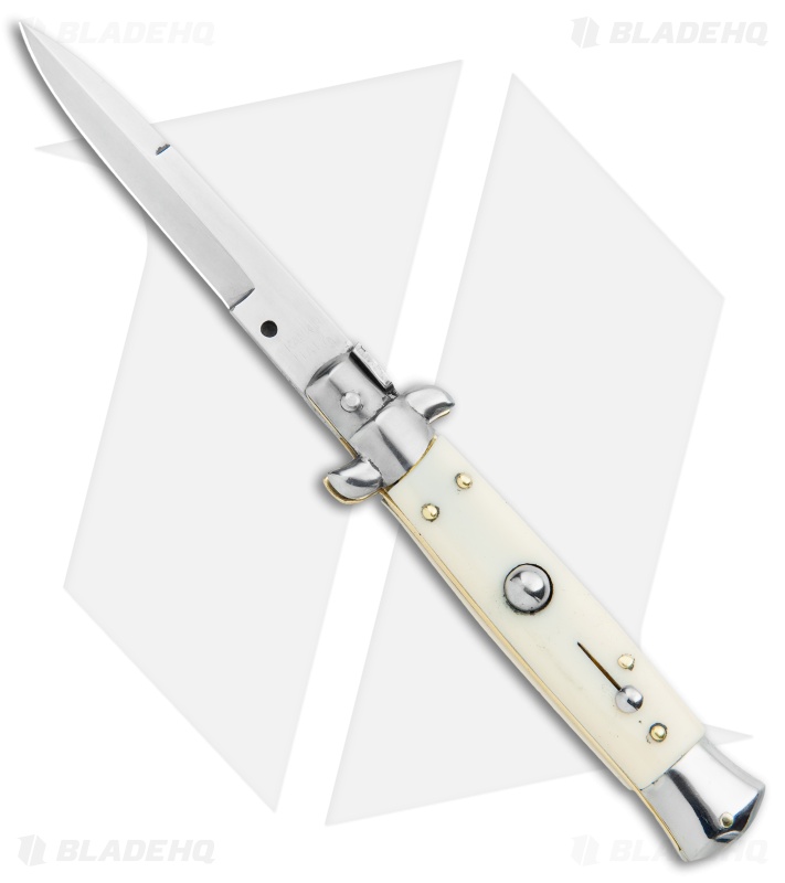 Frank B. 7.5" Italian Stiletto Automatic Knife Sim Ivory (3.5" Polish Bayonet)