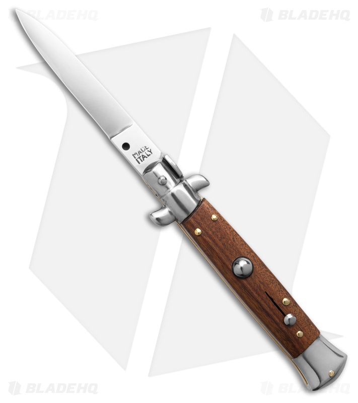 Frank B. 8" Italian Stiletto Automatic Knife Wood (3.25" Satin Flat)
