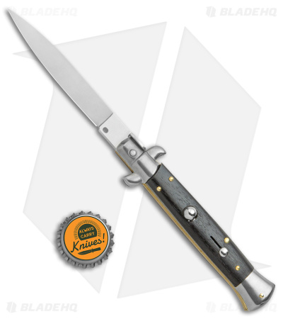 Frank B 9" Italian Stiletto Spear Point Automatic Knife Ebony (4" Satin)