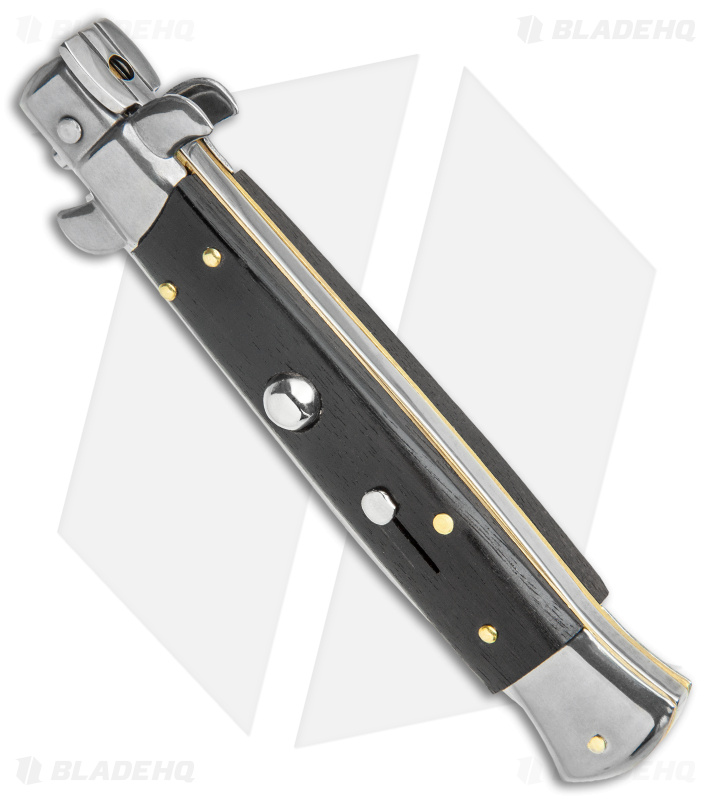 Frank B 9" Italian Stiletto Spear Point Automatic Knife Ebony (4" Satin)