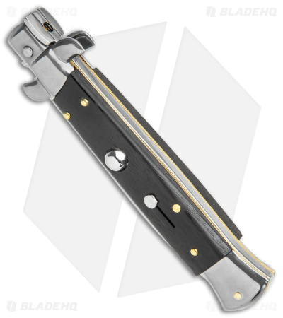 Frank B 9" Italian Stiletto Spear Point Automatic Knife Ebony (4" Satin)