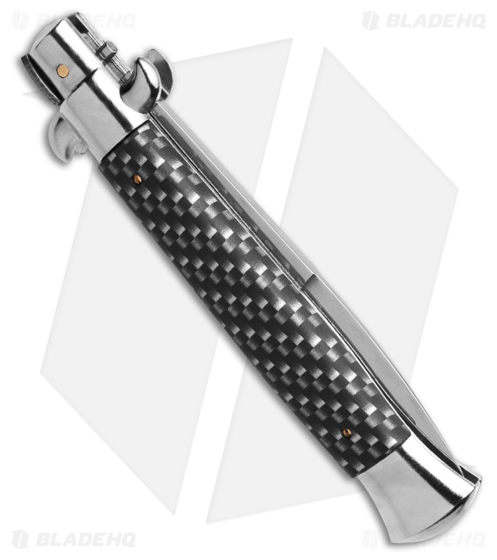 Frank B 9" Italian Stiletto Automatic Knife Sim Carbon Fiber (4" Satin Bayonet) 