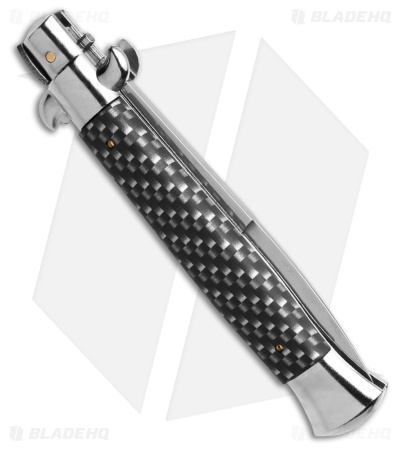 Frank B 9" Italian Stiletto Automatic Knife Sim Carbon Fiber (4" Satin Bayonet) 
