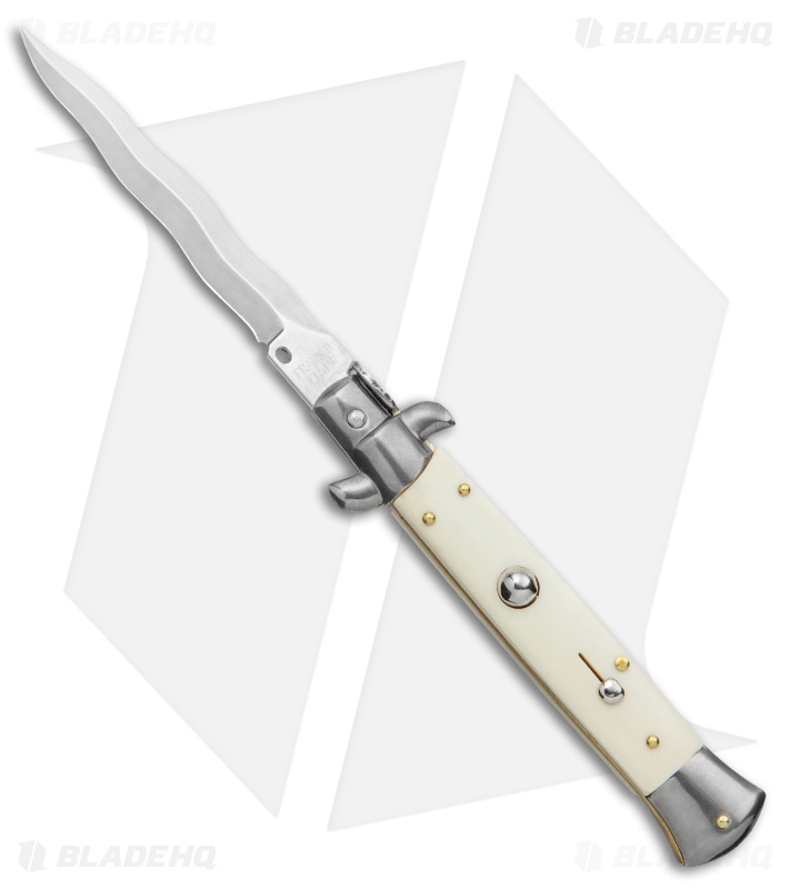 Frank B 9" Italian Stiletto Kris Knife Bone (4" Satin)