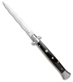 Frank B 11" Italian Stiletto Kris Automatic Knife Black Acrylic (5" Polish)