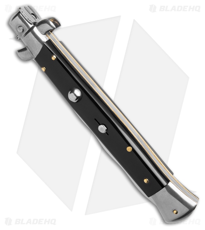 Frank B 11" Italian Stiletto Kris Automatic Knife Black Acrylic (5" Polish)