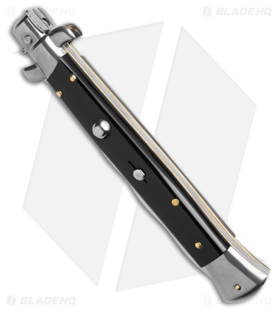 Frank B 11" Italian Stiletto Kris Automatic Knife Black Acrylic (5" Polish)