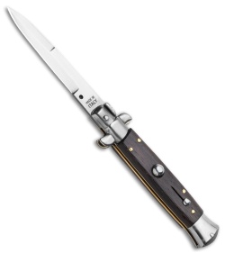 Frank B. 7.5" Italian Stiletto Palisander Wood Automatic Knife - Polish Bayonet