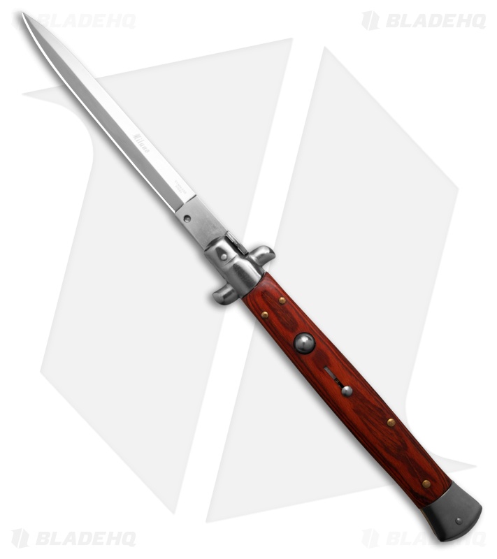 Milano 13" Italian Stiletto Automatic Knife Sim Wood (6" Satin)