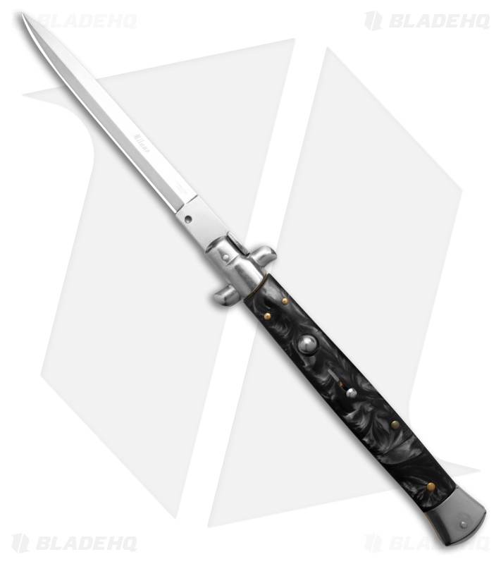 Milano 13" Italian Stiletto Automatic Knife Black Marble (6" Satin)
