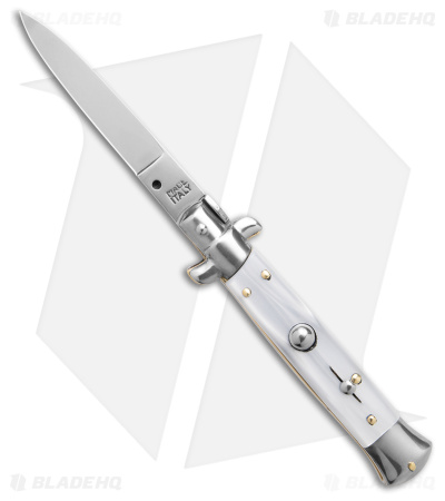SKM Italian Stiletto Knife White Pearlex (Satin) - Blade HQ