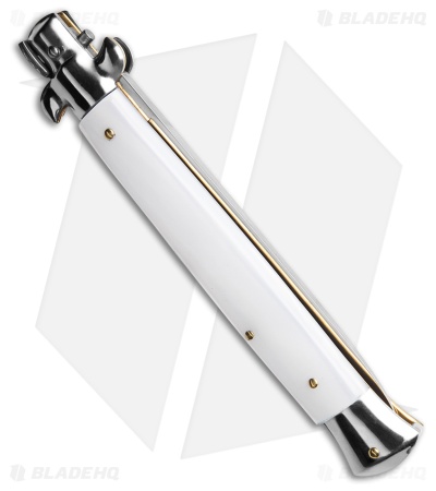 SKM AB 11" Italian Stiletto Automatic Knife White Pearlex (5" Satin Dagger)