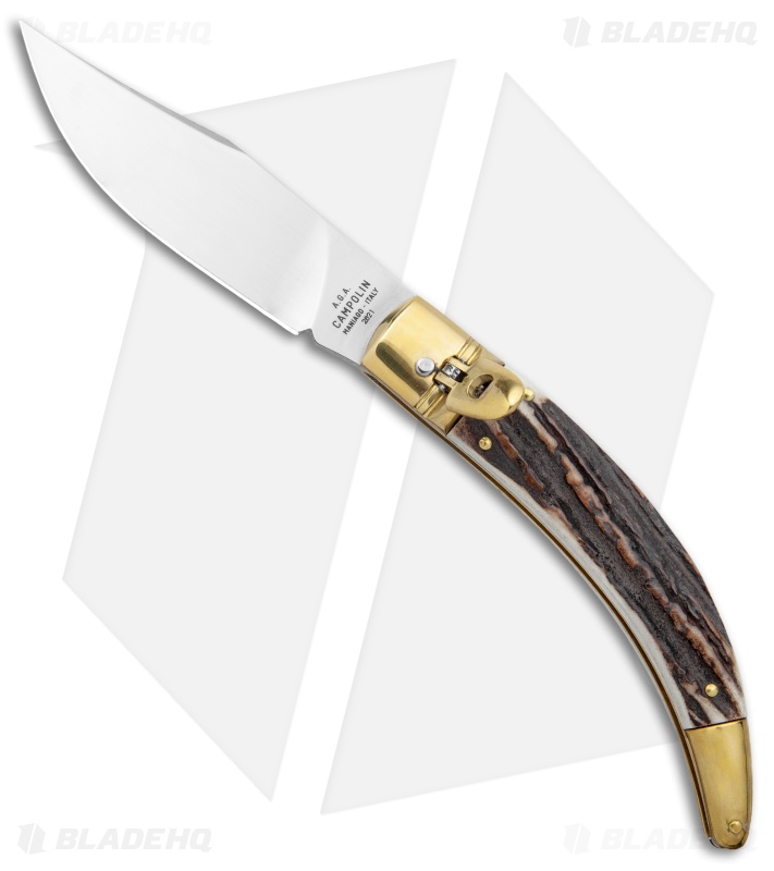 AGA Campolin Diana Lever Lock Automatic Brass Stag Horn (3.75" Satin)