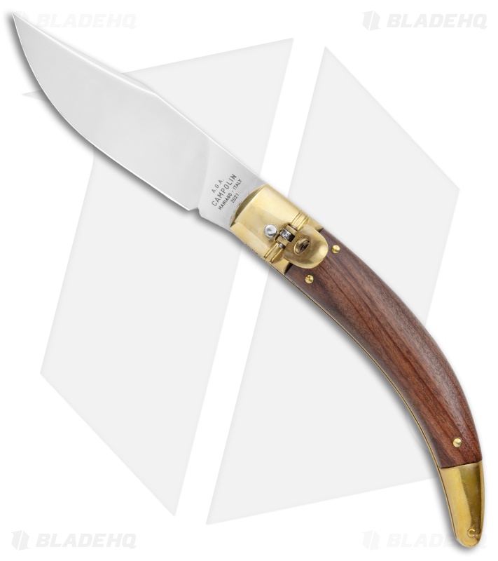 AGA Campolin Diana Lever Lock Automatic Brass Wood Knife (3.75" Satin)