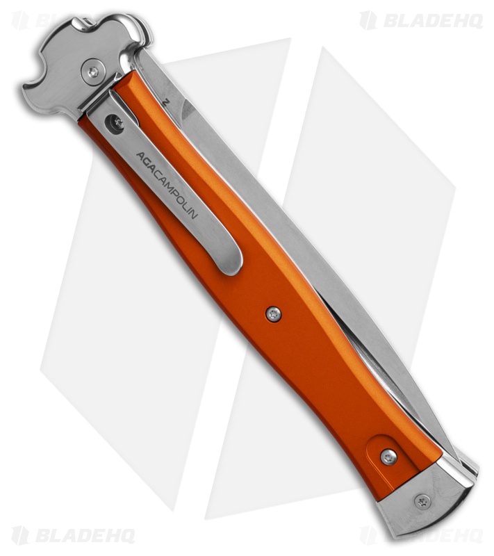 AGA Campolin Zero+ Dagger Leverlock Automatic Knife Orange Al (4.6" Satin) 