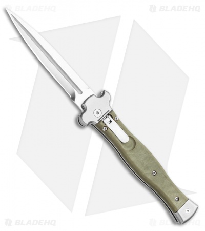 AGA Campolin Zero Dagger Leverlock Auto Knife G-10 Green (3.75" Satin)