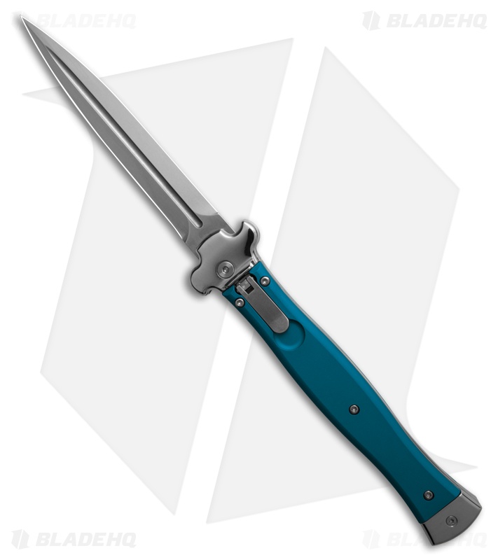 AGA Campolin Zero+ Dagger Leverlock Automatic Knife Blue Aluminum (4.7" Satin)