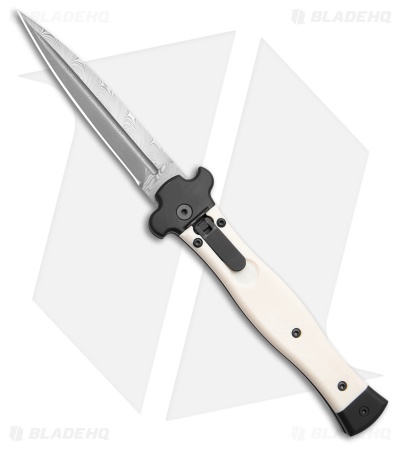 AGA Campolin Zero+ Bayonet Leverlock Automatic Knife White (4.7" Damascus)