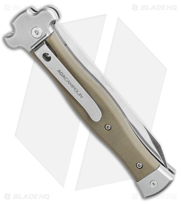 AGA Campolin Zero Reverse Tanto Leverlock Automatic  Green G-10 (4" Satin) 