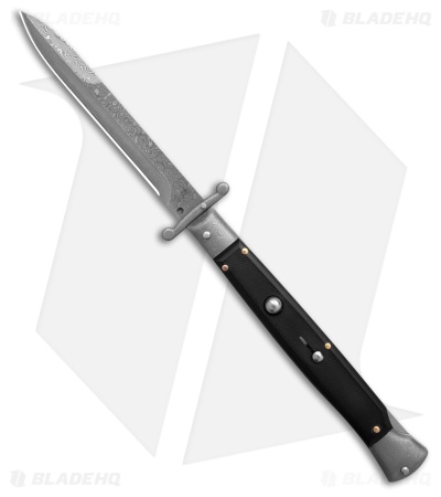 AKC 11" Italian Stiletto Swinguard Automatic Black G10 (5" Damascus Bayo ) 