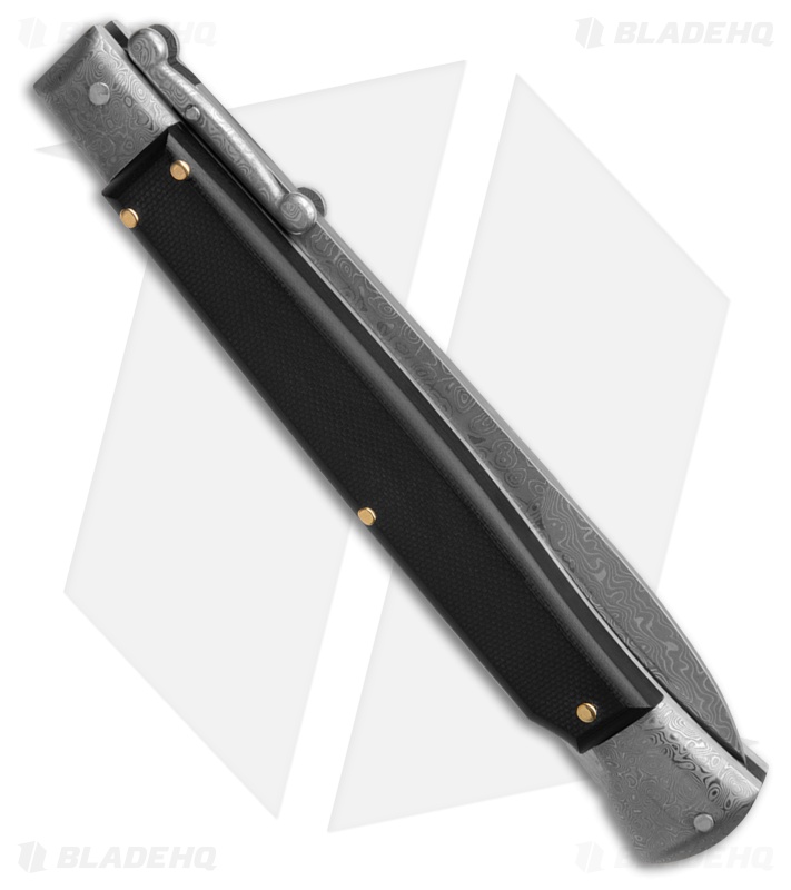 AKC 11" Italian Stiletto Swinguard Automatic Black G10 (5" Damascus Bayo ) 