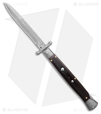 AKC 11" Italian Stiletto Swinguard Automatic Ebony (5" Damascus Bayo)