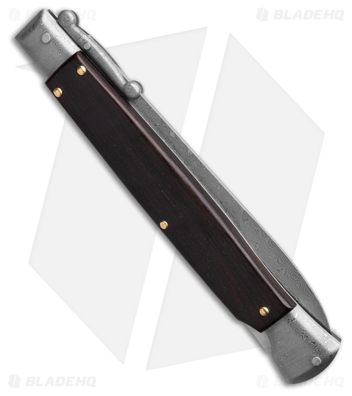 AKC 11" Italian Stiletto Swinguard Automatic Ebony (5" Damascus Bayo)