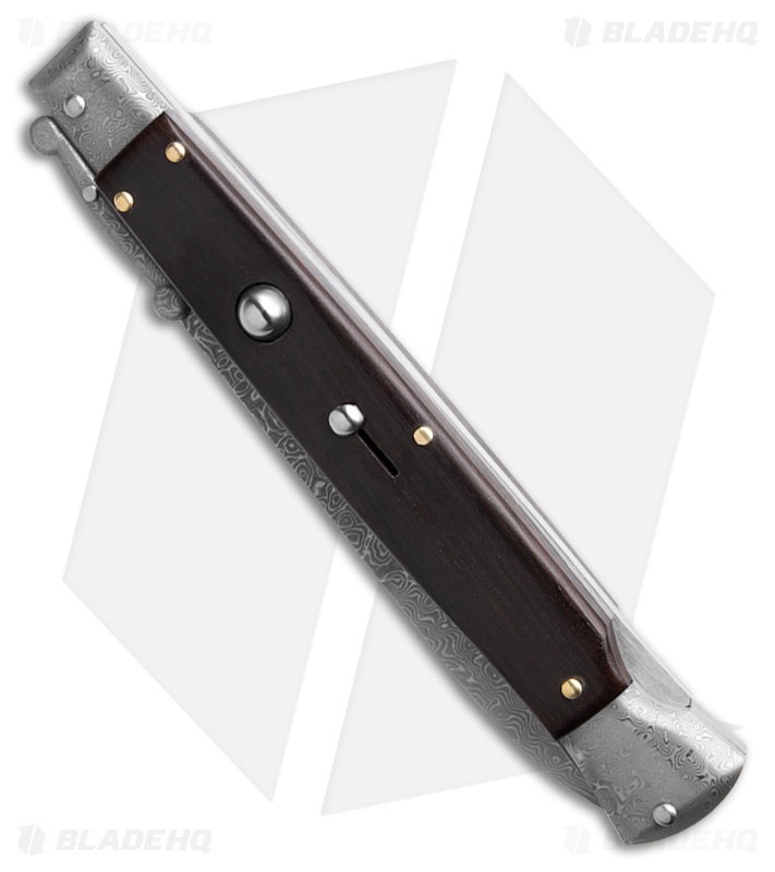 AKC 11" Italian Stiletto Swinguard Automatic Ebony (5" Damascus Bayo)