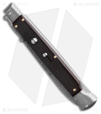 AKC 11" Italian Stiletto Swinguard Automatic Ebony (5" Damascus Bayo)