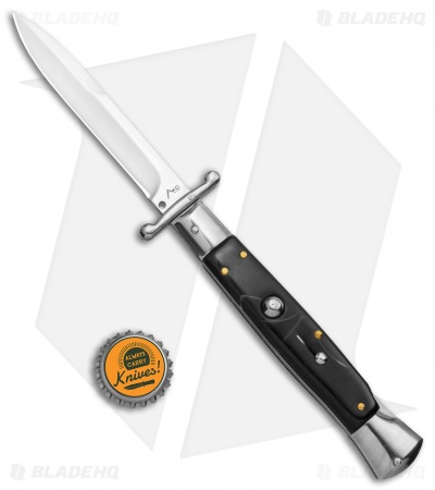 AKC Swinguard 10" Auto Italian Bayonet Stiletto Sim Dark Horn (4.25" Satin) 