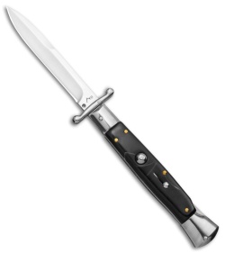 AKC Swinguard 10" Auto Italian Bayonet Stiletto Black Marble (4.25" Satin)