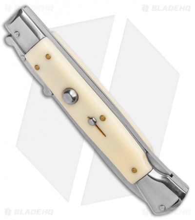 AKC Swinguard 10" Automatic Italian Stiletto Sim Ivory (4.25" Satin Bayonet)