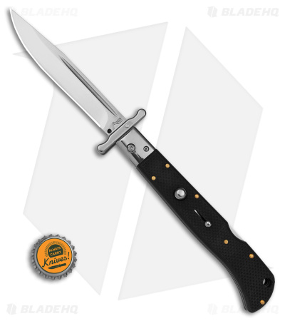 Italian Style 11" Roma Drop Point Automatic Swinguard Black G-10 (4.6" Polished)