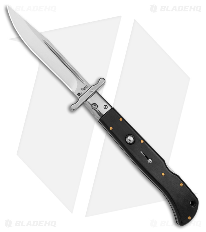 AKC World 11" Roma Drop Point Automatic Swinguard Ebony (4.6" Polished)