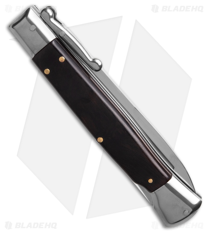 AKC Swinguard 10" Automatic Italian Bayonet Stiletto Knife Ebony (4" Satin)
