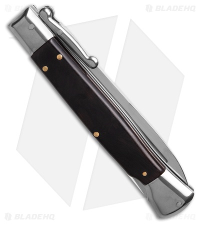 AKC Swinguard 10" Automatic Italian Bayonet Stiletto Knife Ebony (4" Satin)