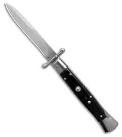 AKC Swinguard 10" Automatic Italian Bayonet Stiletto Knife Ebony (4" Satin)
