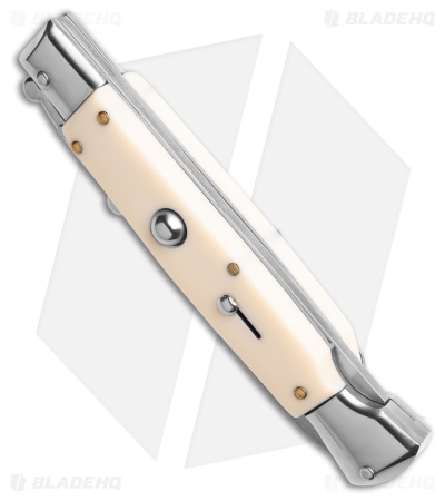 AKC Swinguard 9" Auto Italian Stiletto Sim Ivory w/ Case (4" Damascus Bayonet)