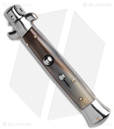 AKC Swinguard 9" Automatic Italian Stiletto Brazilian Horn (4" Satin Bayonet)