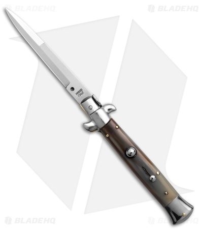 AKC Swinguard 9" Automatic Italian Stiletto Brazilian Horn (4" Satin Bayonet)