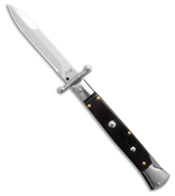 AKC Swinguard 9" Auto w/ Case Italian Stiletto Ebony (4" Satin Bayonet)