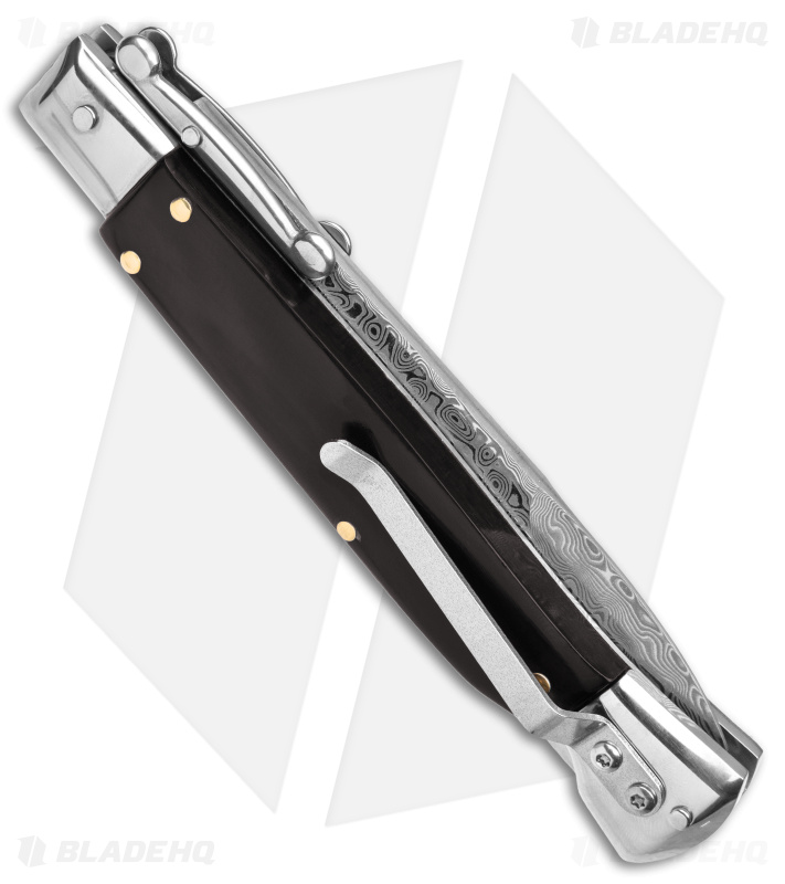 AKC World Swinguard 9" Automatic Stiletto Ebony (4" Damascus Bayonet) *DISC*