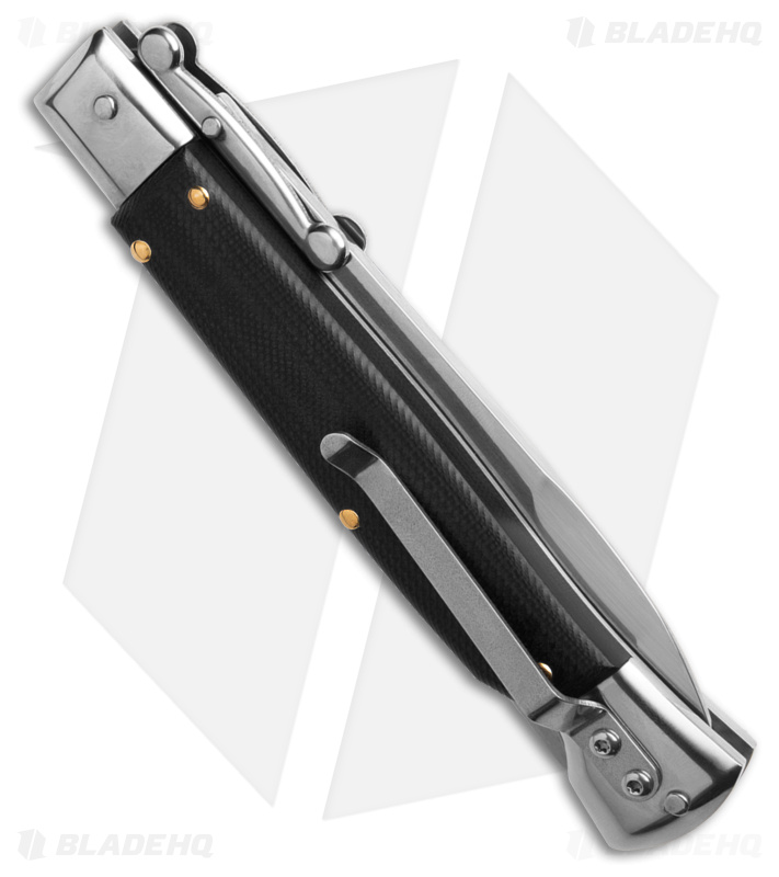 AKC Swinguard 9" Automatic Stiletto Black G-10 (4" Satin Bayonet)